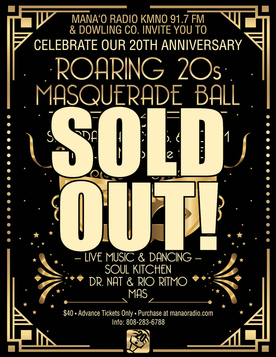 SOLD OUT - Manao Radio's Twentieth Anniversary Celebration